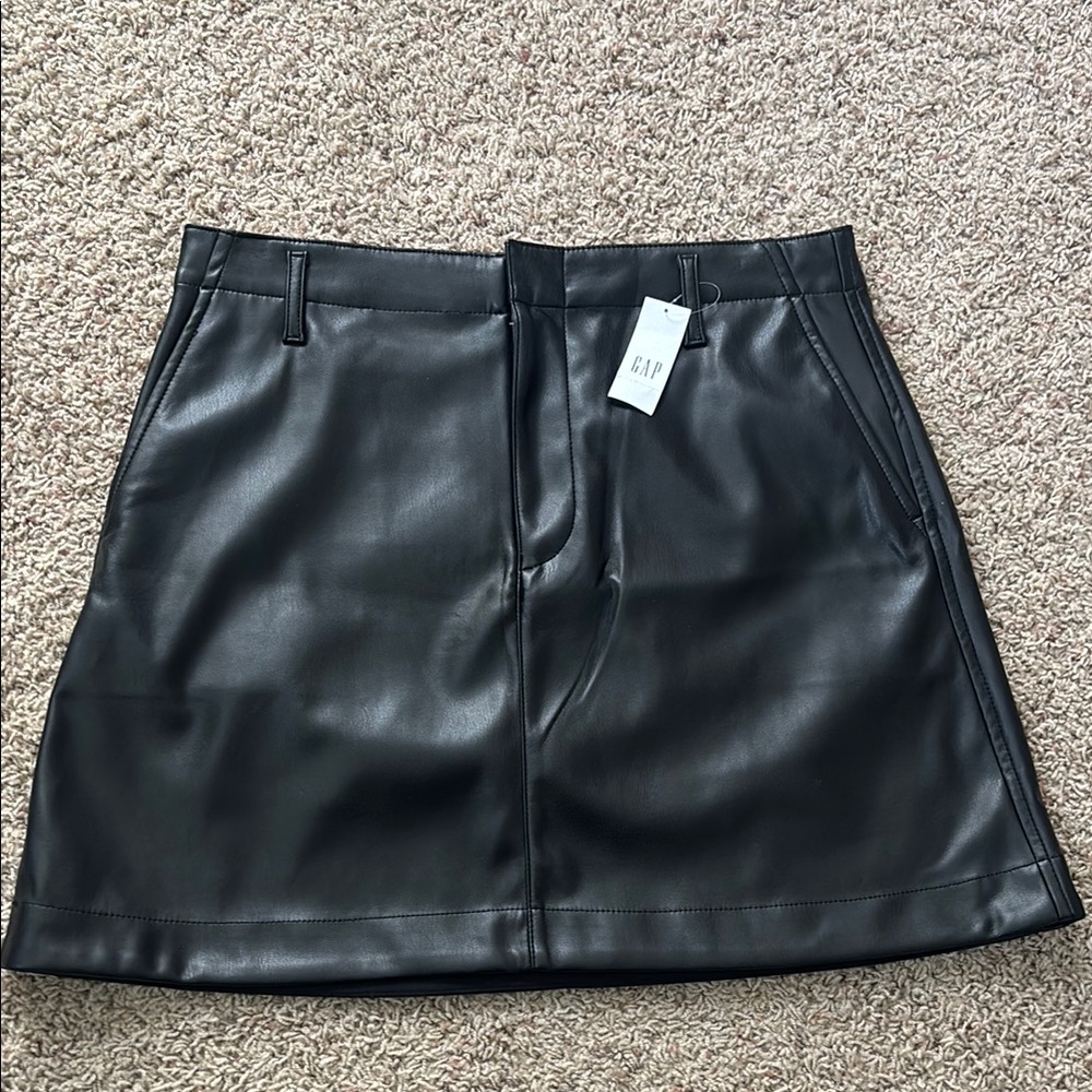 NEW GAP Faux Black Leather A-Line Skirt
